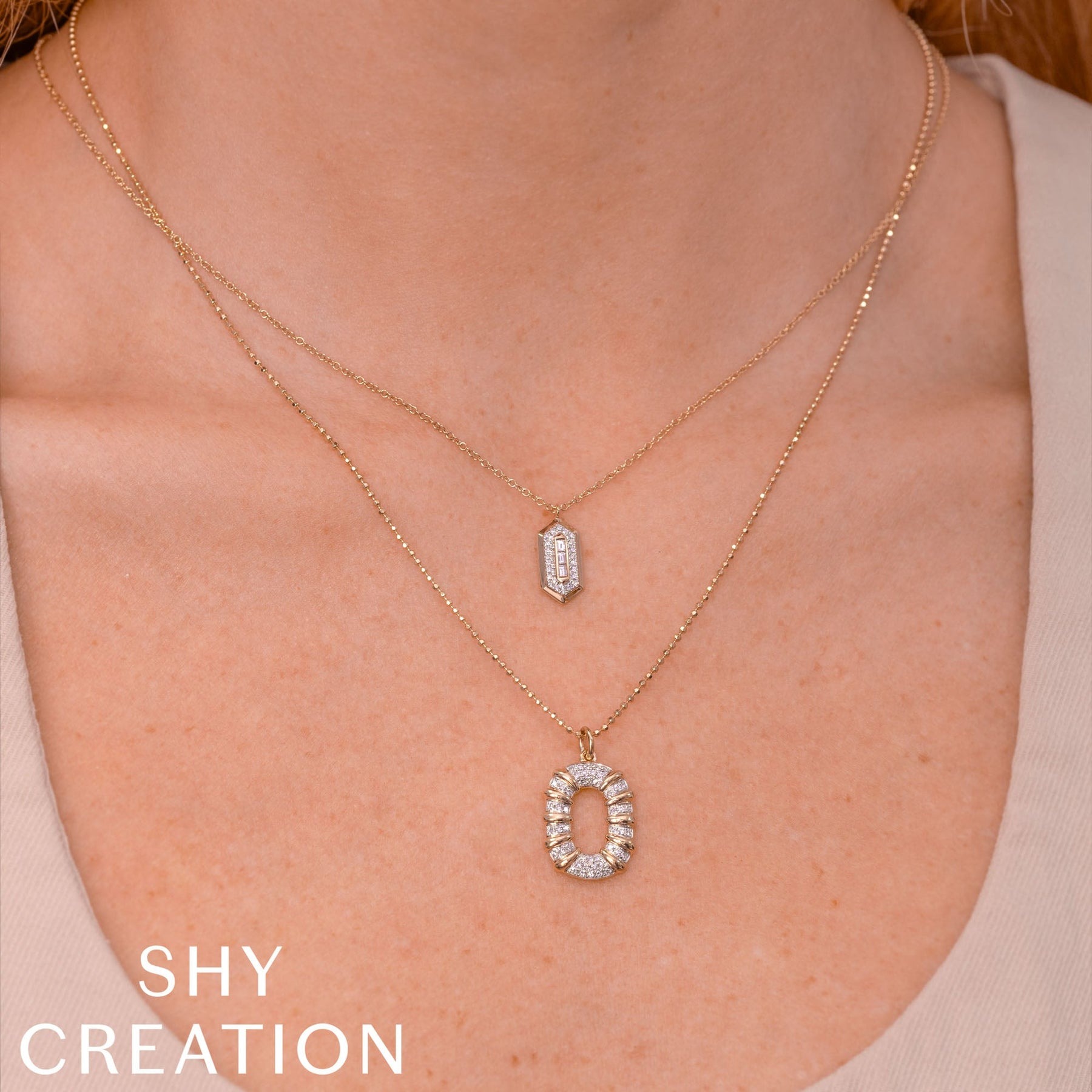 Shy Creation Vallon Diamond Baguette Necklace