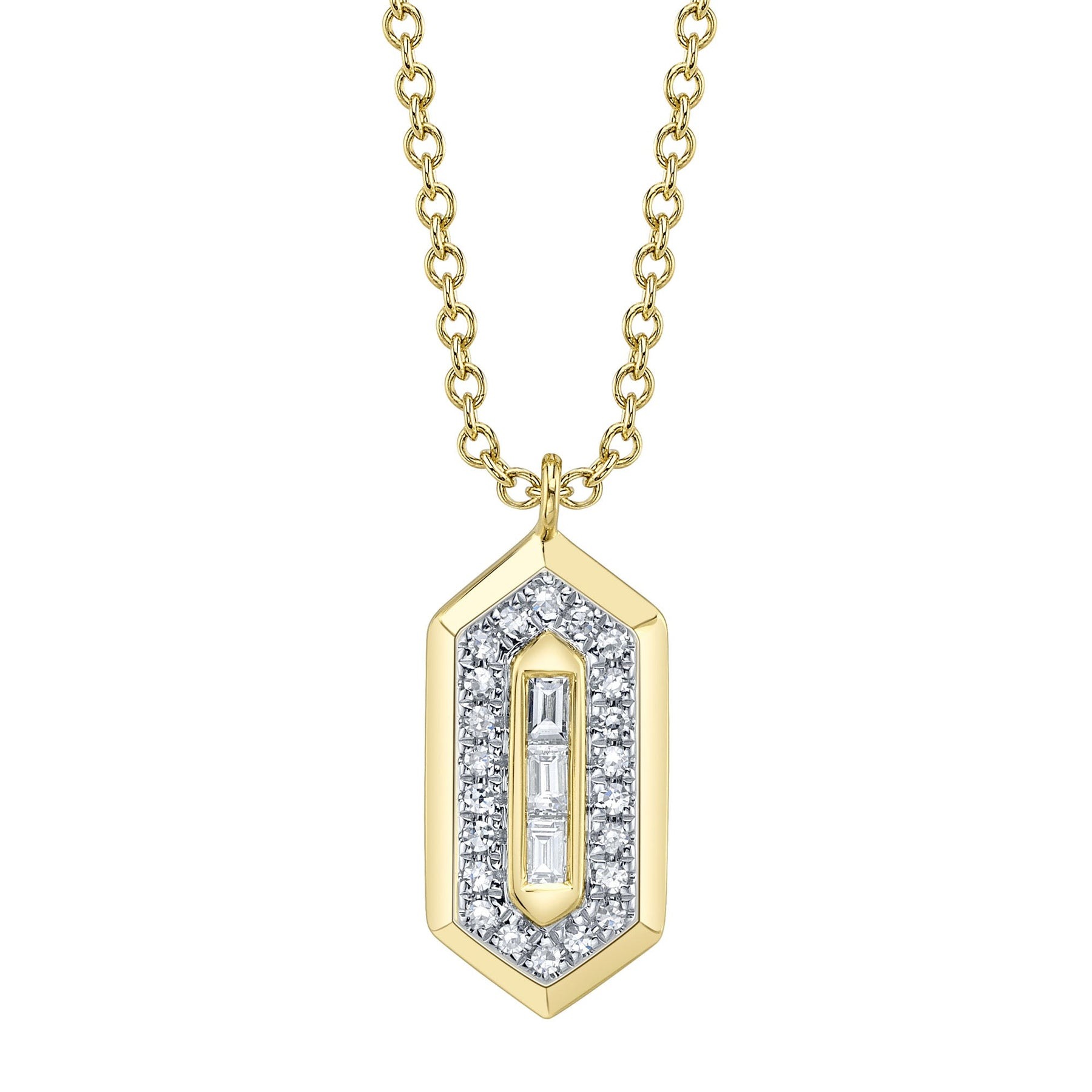 Shy Creation Vallon Diamond Baguette Necklace