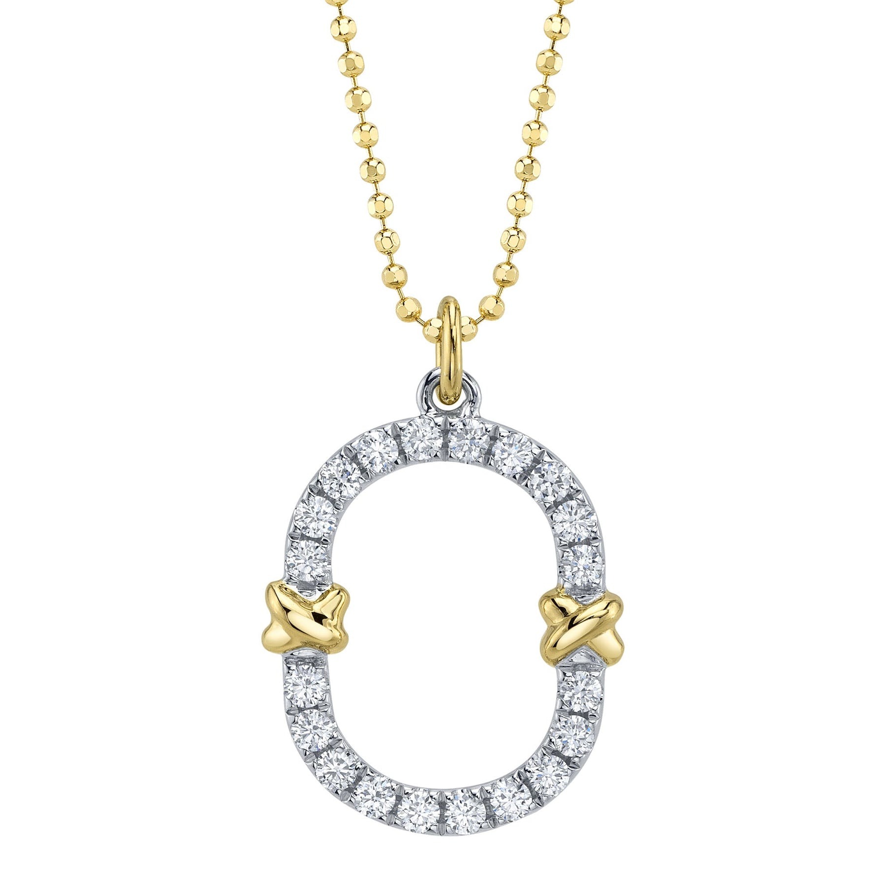 Shy Creation Kate Diamond Oval Faceted Ball Chain Necklace
