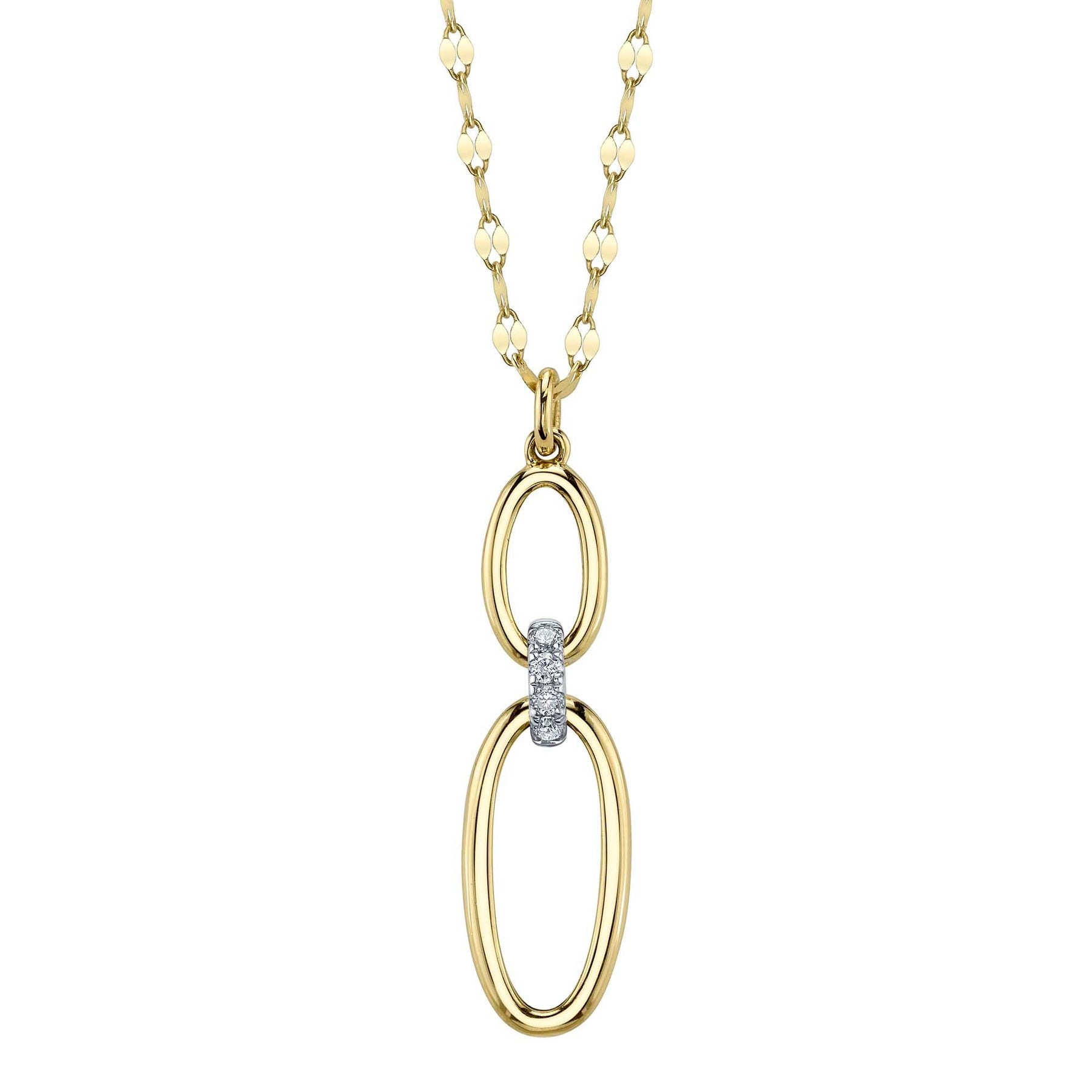 Shy Creation Kate Two-Tone Diamond Oval Sparkle Chain Necklace