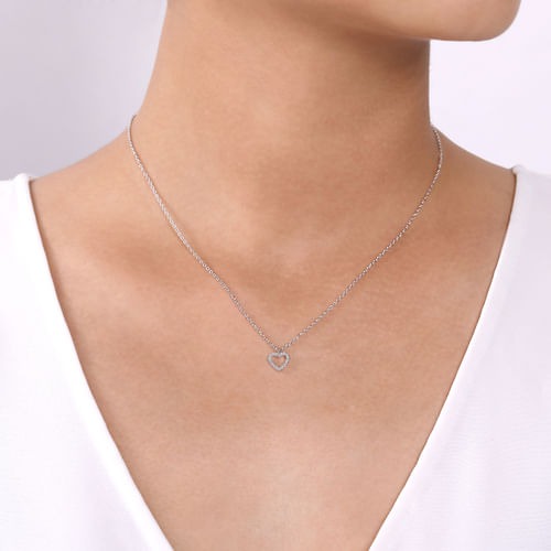 Gabriel & Co. Lusso Open Heart Diamond Pendant Necklace (0.09 ct. tw.)