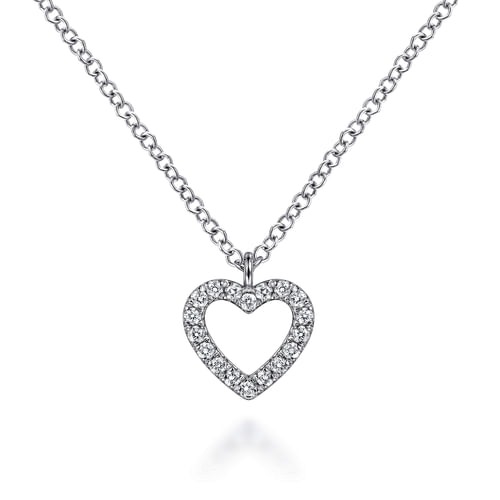 Gabriel & Co. Lusso Open Heart Diamond Pendant Necklace (0.09 ct. tw.)