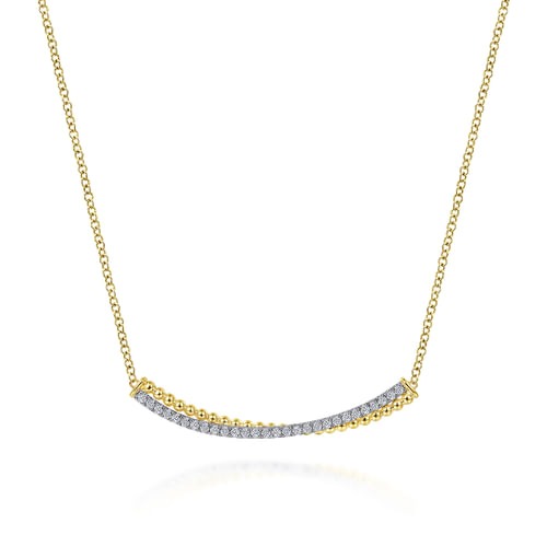 Gabriel & Co. Bujukan Two-Tone Diamond Curved Bar Necklace (0.30 ct. tw.)