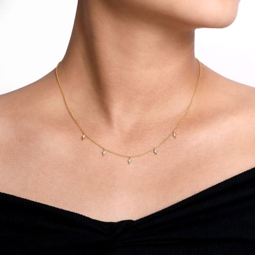 Gabriel & Co. Kaslique Diamond Station Kite Droplet Necklace