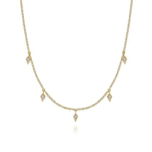 Gabriel & Co. Kaslique Diamond Station Kite Droplet Necklace