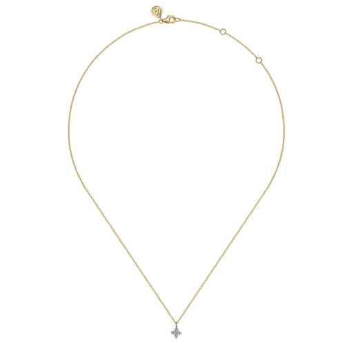 Gabriel & Co. Lusso Two-Tone Diamond Flower Shape Pendant Necklace