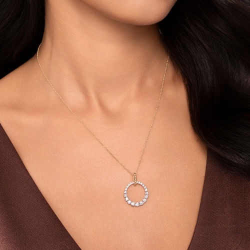 Gabriel & Co. Bujukan Two-Tone Diamond 20mm Drop Necklace (0.53 ct. tw)