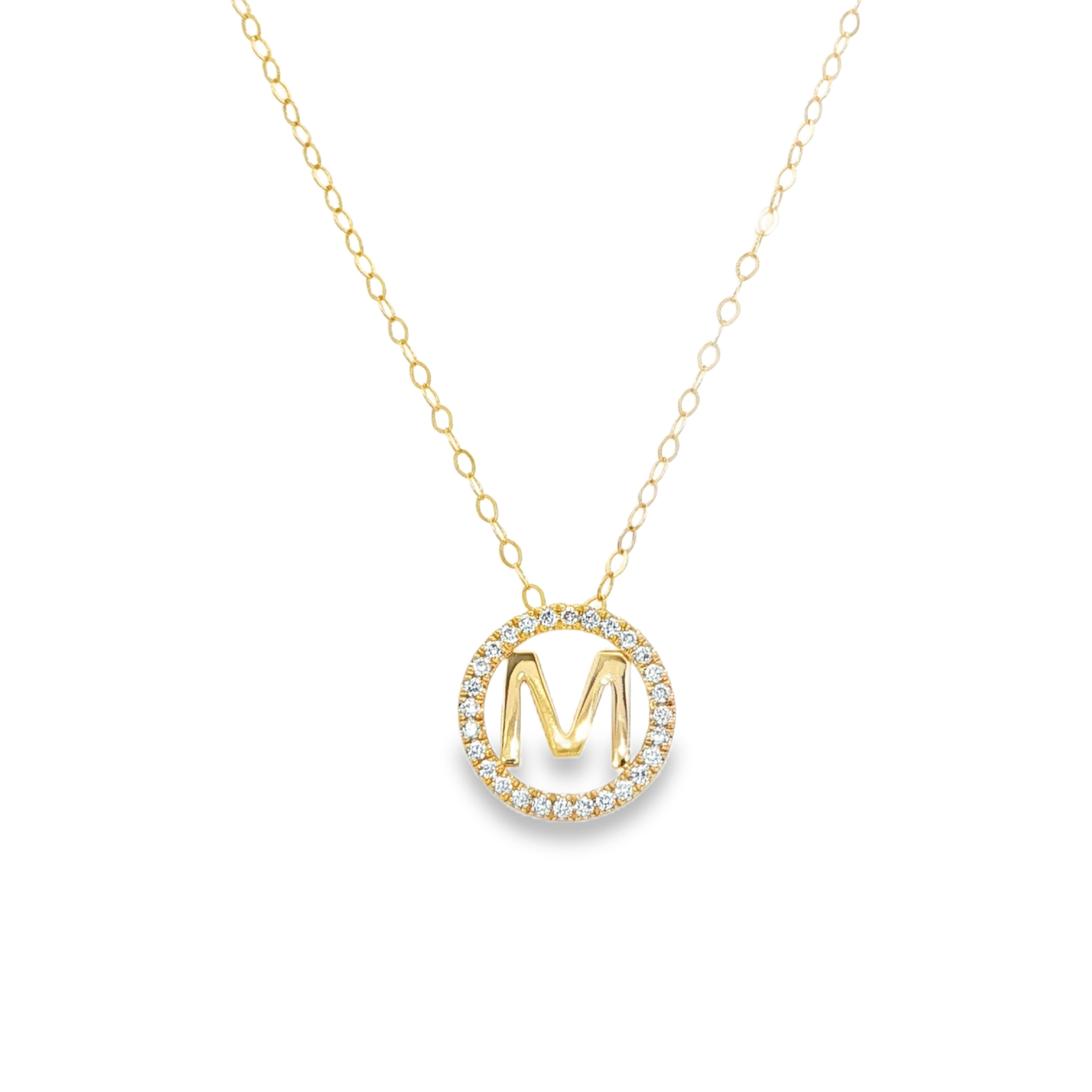 Clara by Martin Binder Diamond Initial M Disc Necklace (0.09 ct. tw.)