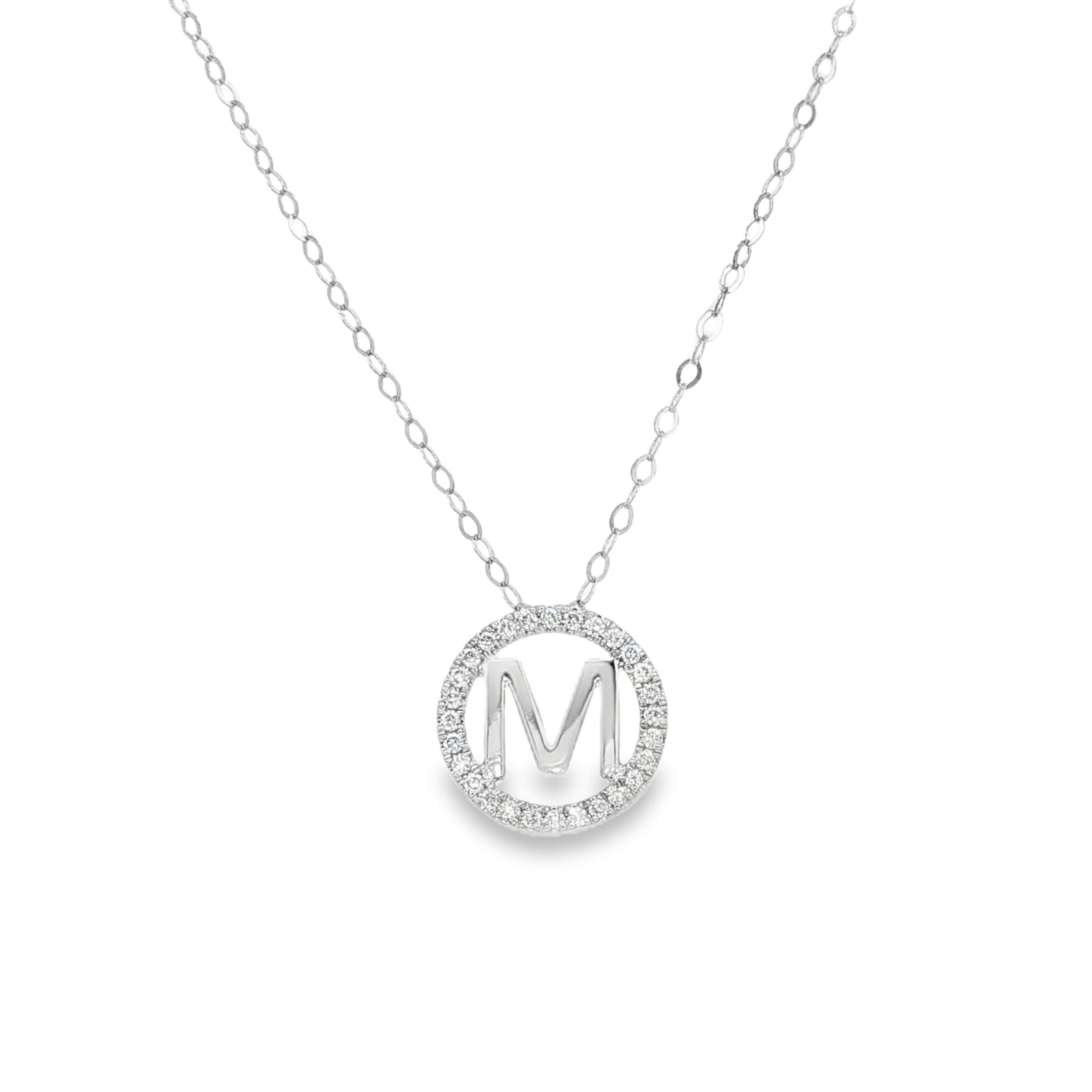 Clara by Martin Binder Diamond Initial M Disc Necklace (0.09 ct. tw.)
