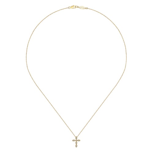 Gabriel & Co. Lusso Marquise Shaped Diamond Cross Necklace
