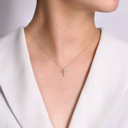 Gabriel & Co. Lusso Marquise Shaped Diamond Cross Necklace