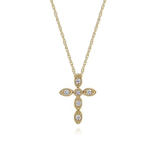 Gabriel & Co. Lusso Marquise Shaped Diamond Cross Necklace
