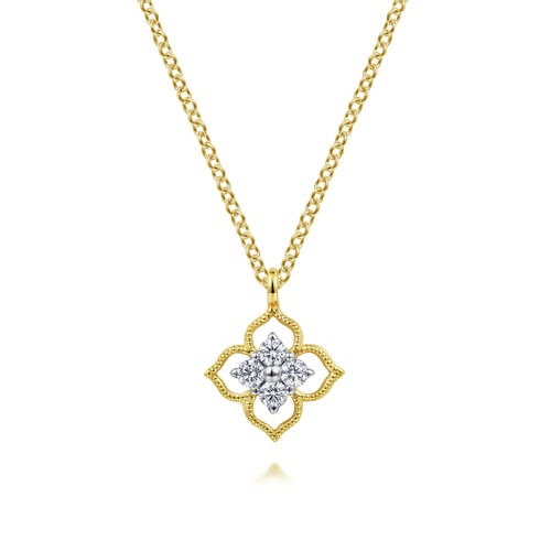 Gabriel & Co. Contemporary Clover Diamond Pendant Necklace
