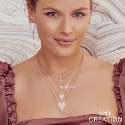 Shy Creation Kate Diamond Pave Heart Necklace