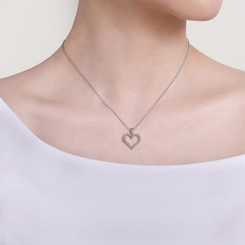 Gabriel & Co. Lusso Open Heart Diamond Pendant Necklace