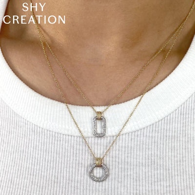 Shy Creation Kate Two-Tone Diamond Necklace (0.19 ct. tw.)