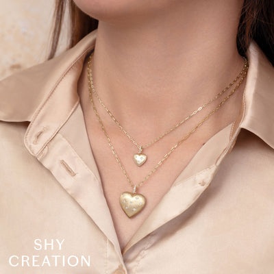 Shy Creation Kate Diamond Heart Star Matte Necklace