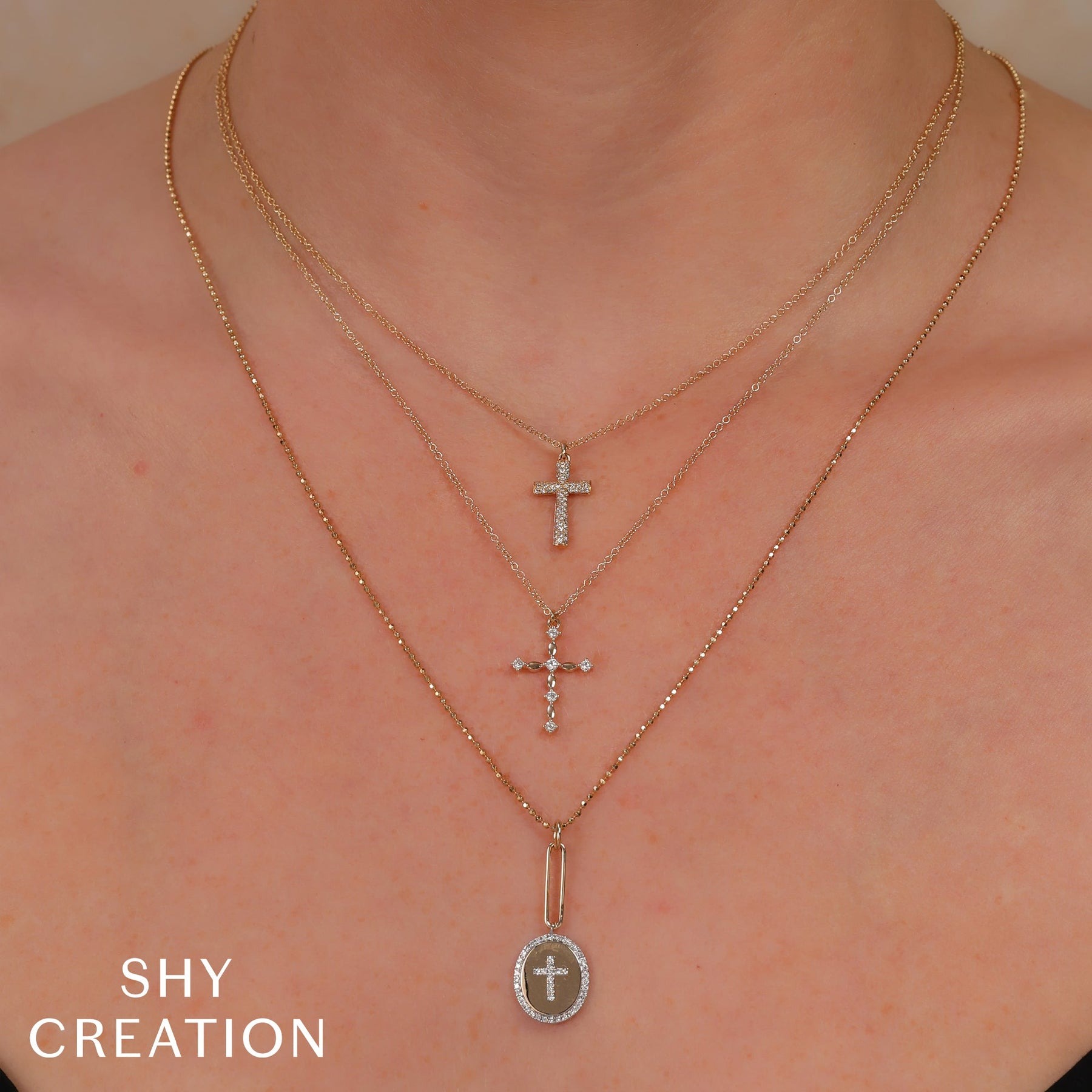 Shy Creation Kate Diamond Cross Necklace