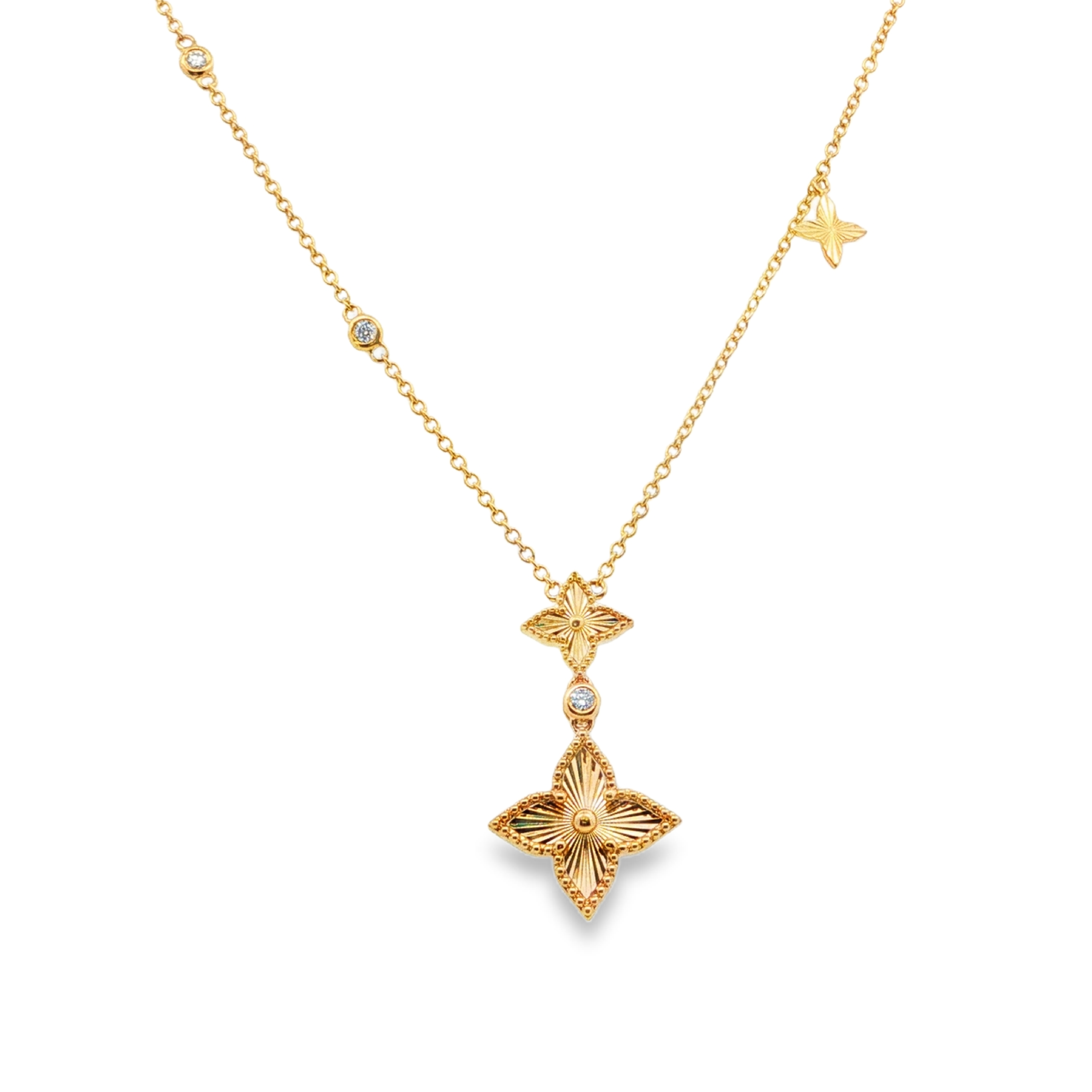 Clara by Martin Binder Diamond Flower Dangle Station Necklace (0.08 ct. tw.)