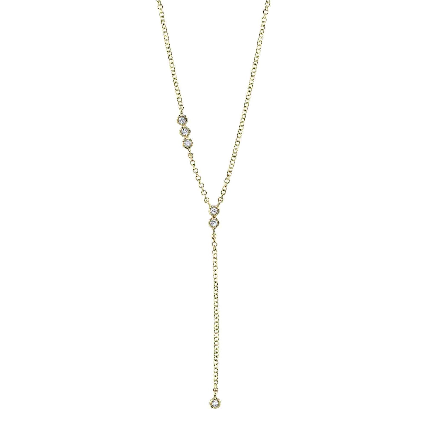 Shy Creation Bailey Diamond Bezel Lariat Necklace