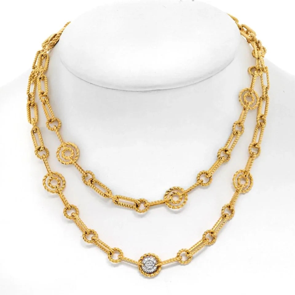 Estate by Martin Binder Roberto Coin Twisted Link Diamond Station Necklace