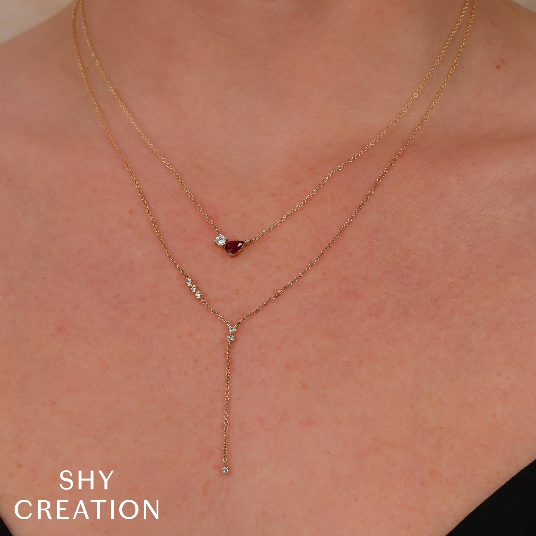 Shy Creation Bailey Diamond Bezel Lariat Necklace