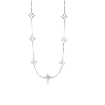Roberto Coin Princess Flower Diamond Station Necklace