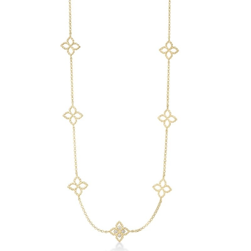 Roberto Coin Princess Flower Diamond Station Necklace