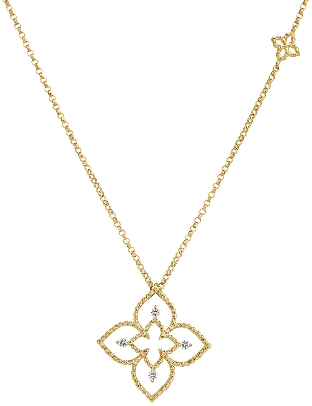 Roberto Coin Princess Flower Small Open Frame Diamond Necklace