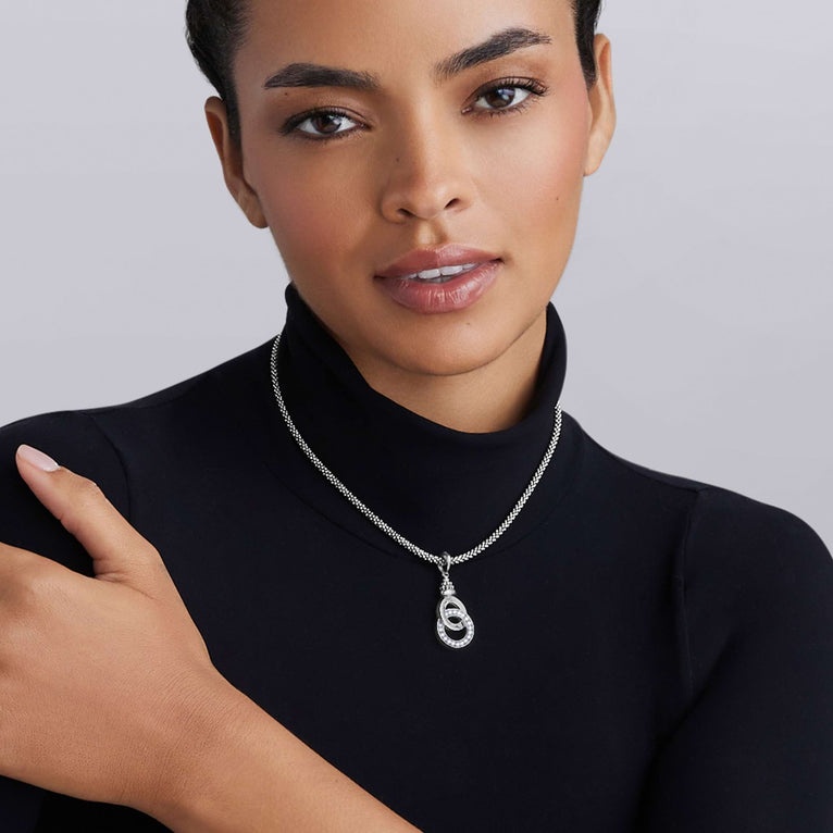 LAGOS Signature Caviar Interlocking Diamond Pendant Necklace