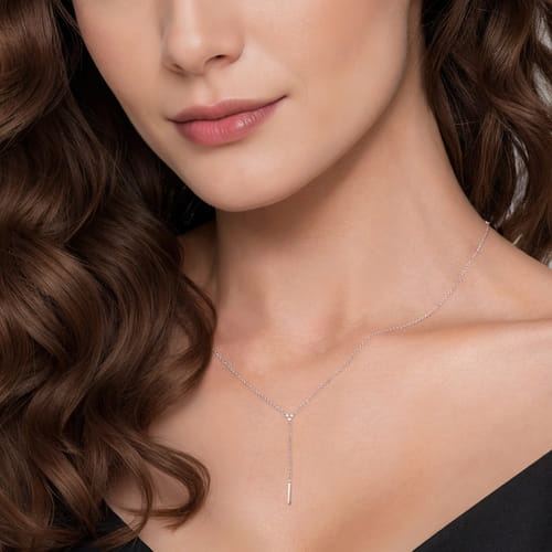 Gabriel & Co. Gaby Contemporary Diamond Y Lariat Link Necklace