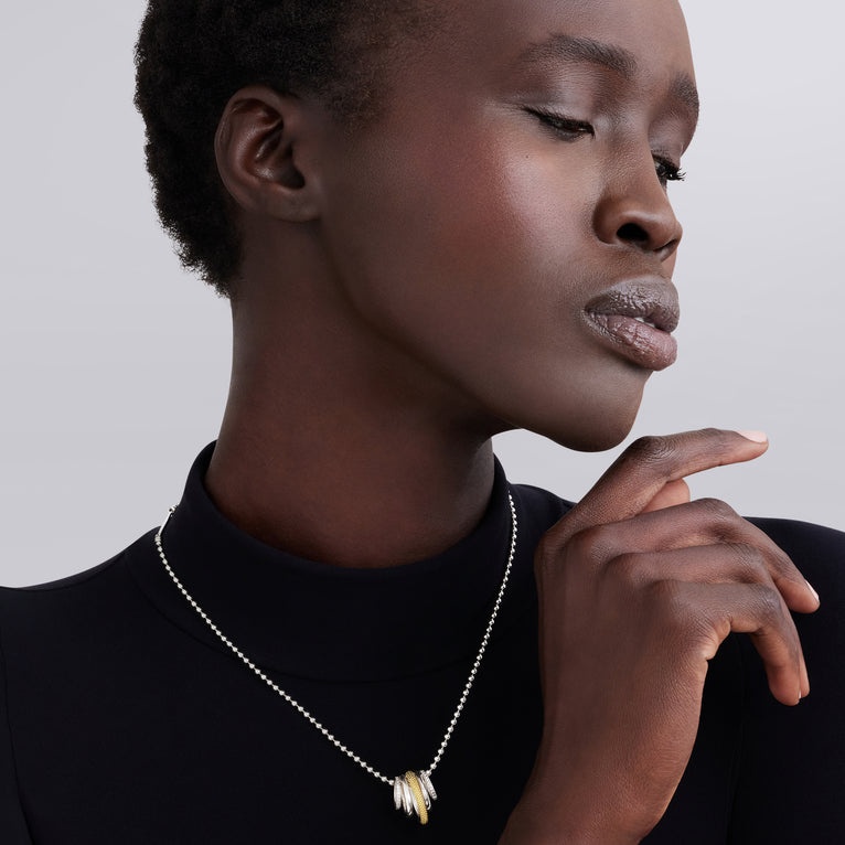 LAGOS Caviar Lux Two-Tone Five Ring Diamond Necklace