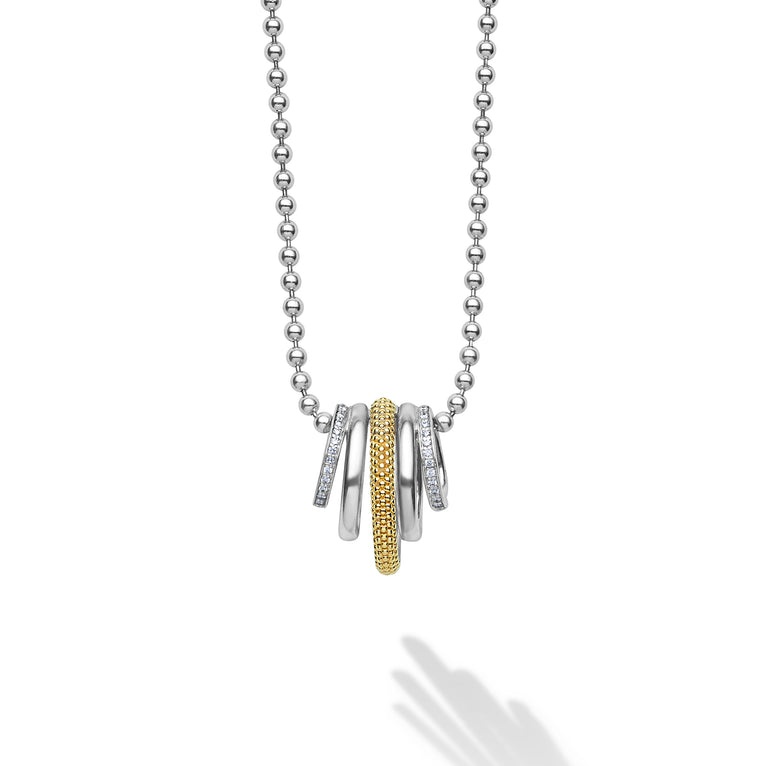 LAGOS Caviar Lux Two-Tone Five Ring Diamond Necklace
