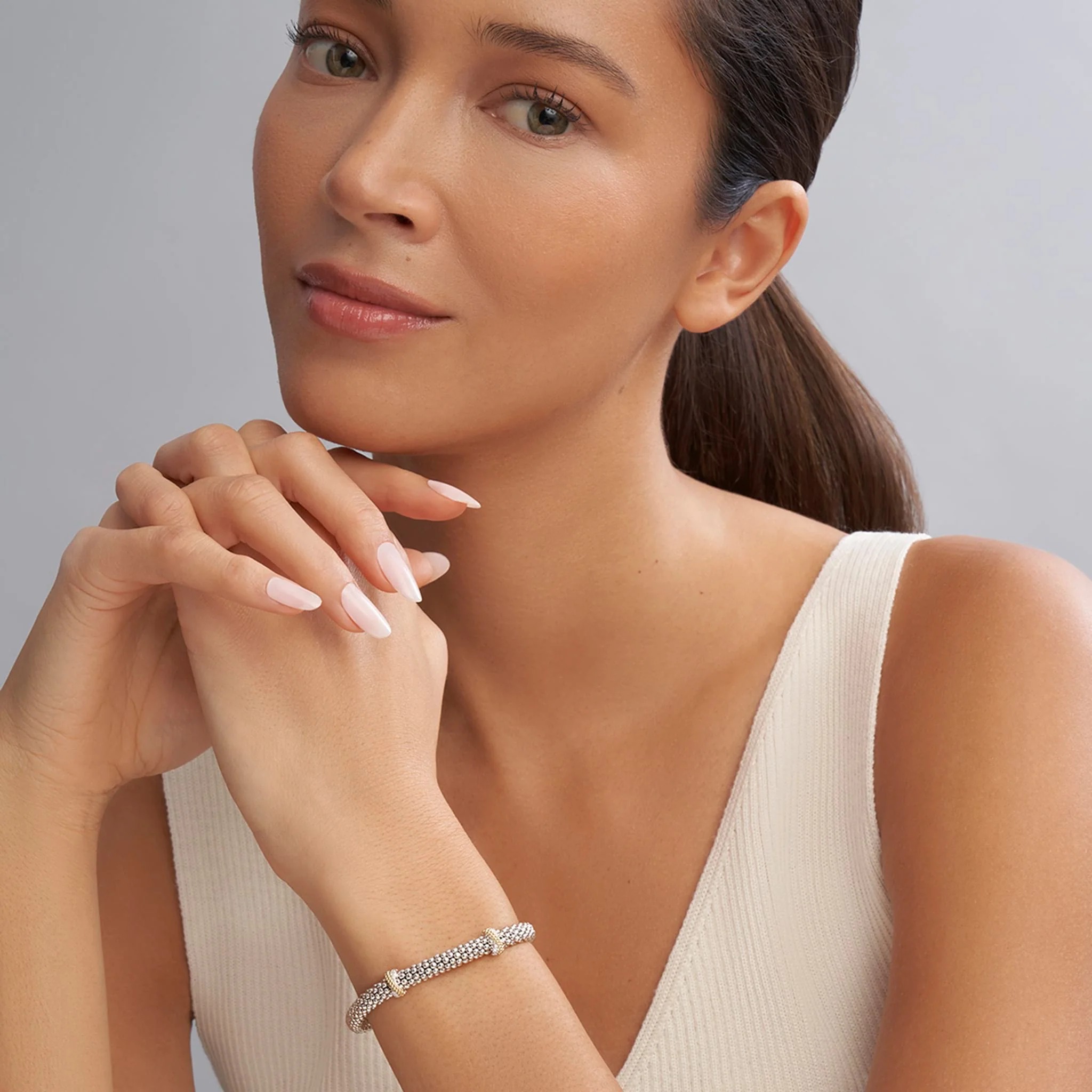 Lagos Caviar Lux Double X Diamond 6mm Bracelet