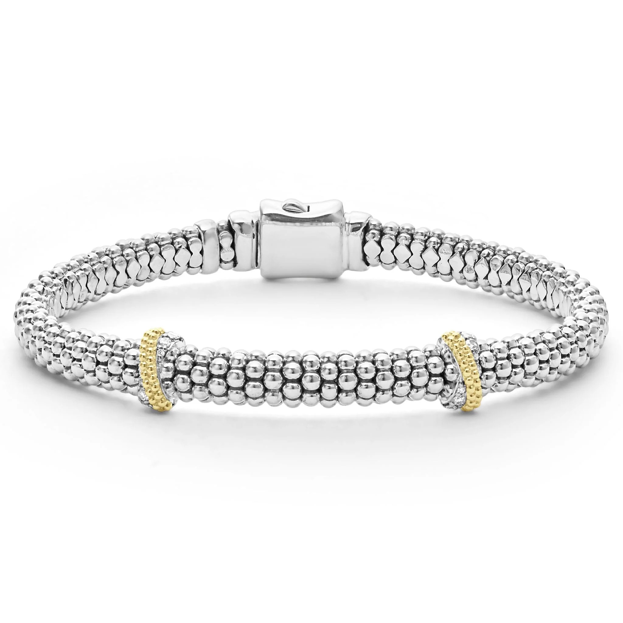 Lagos Caviar Lux Double X Diamond 6mm Bracelet