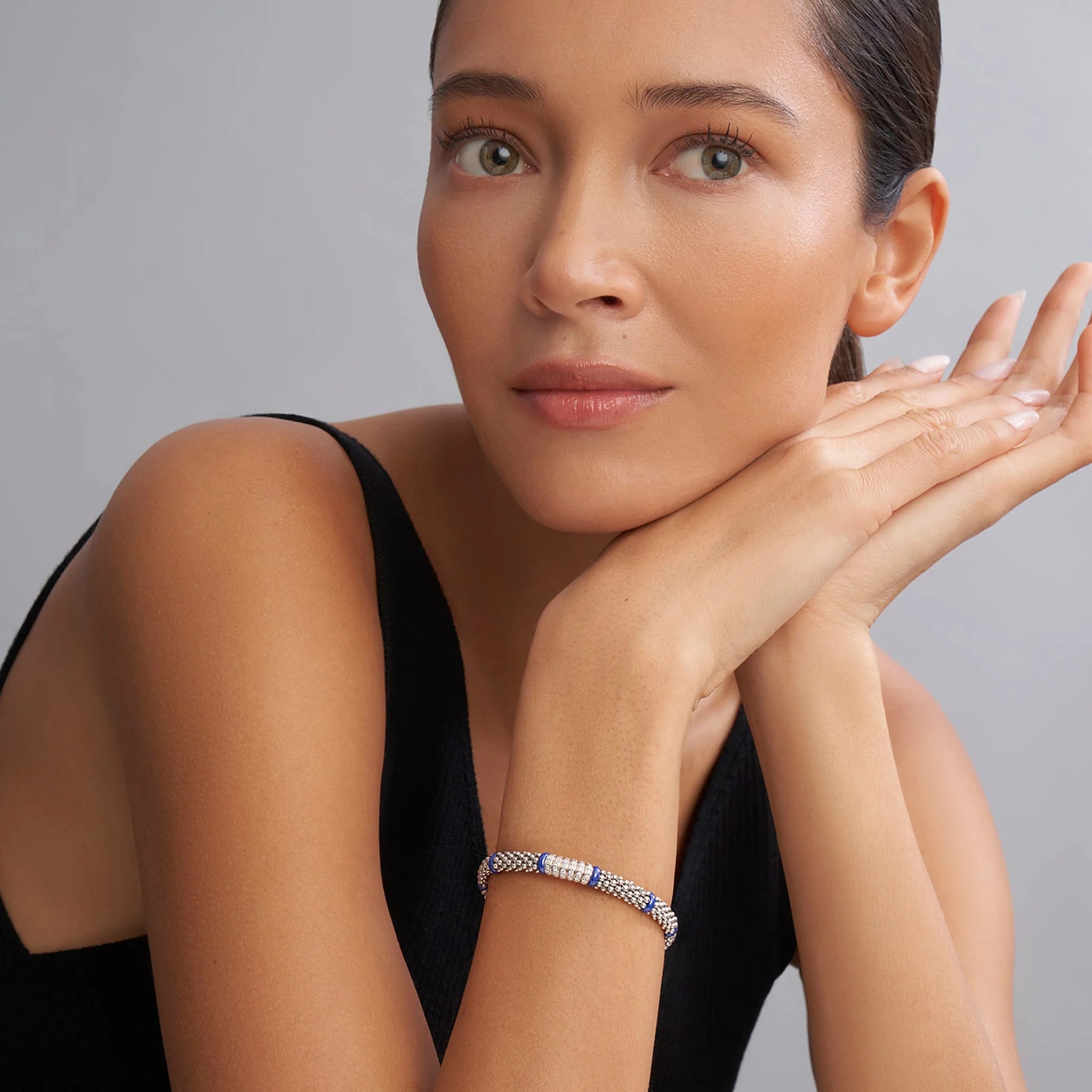 Lagos Blue Caviar 6mm Six Station Diamond Bracelet