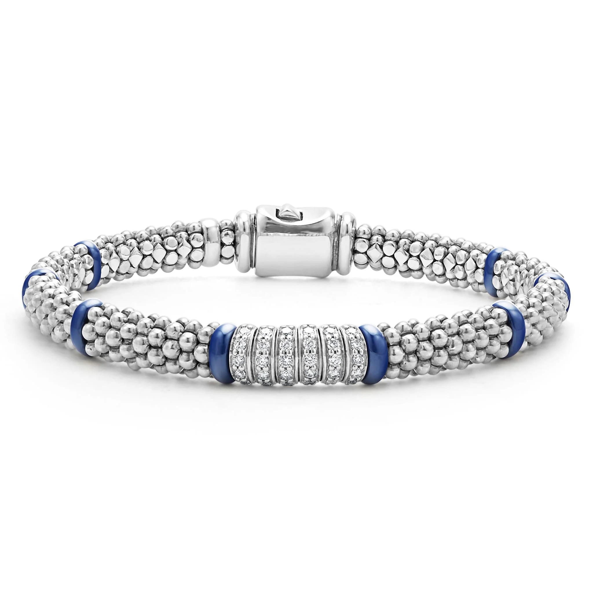 Lagos Blue Caviar 6mm Six Station Diamond Bracelet