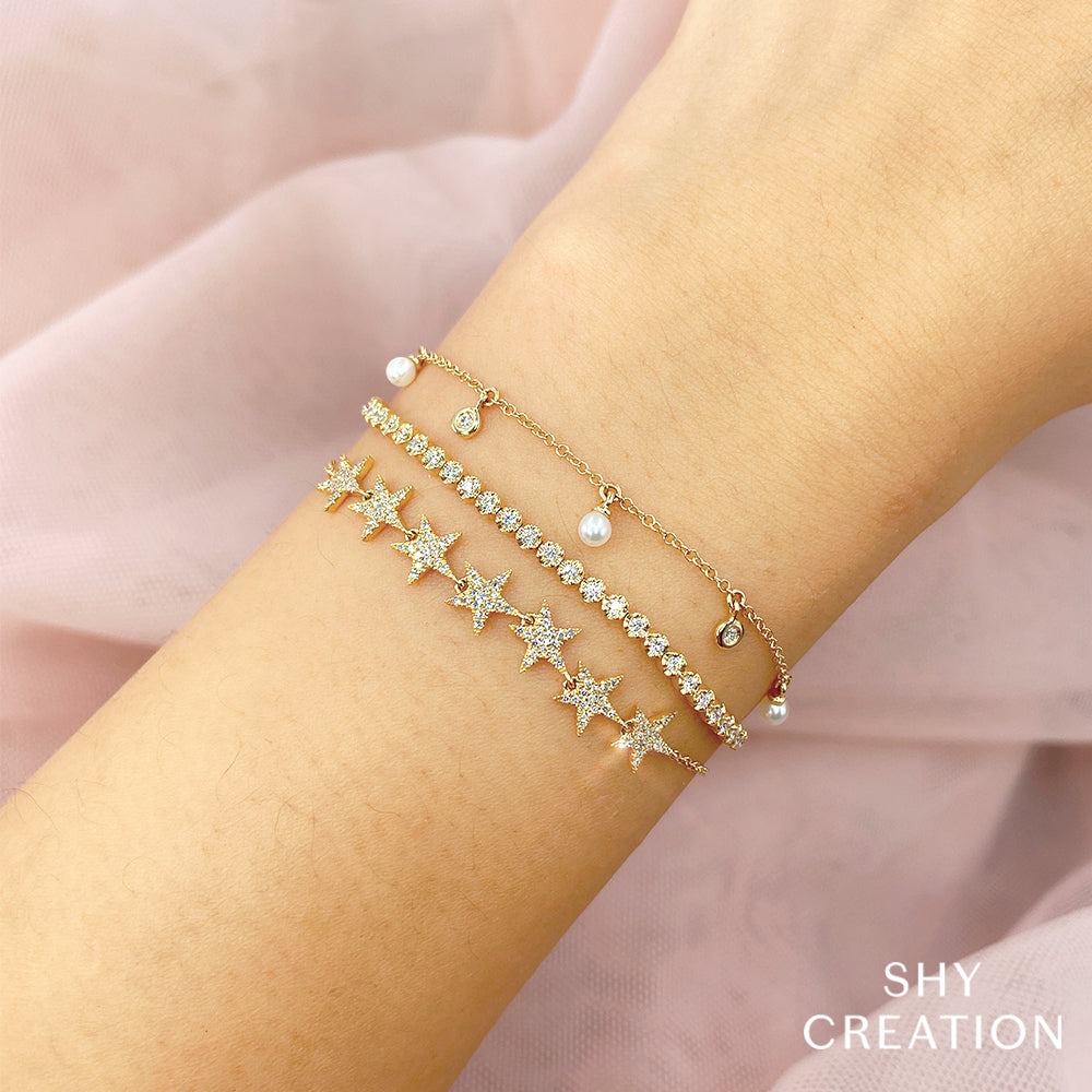 Shy Creation Kate Diamond Crown Setting Bolo Bracelet