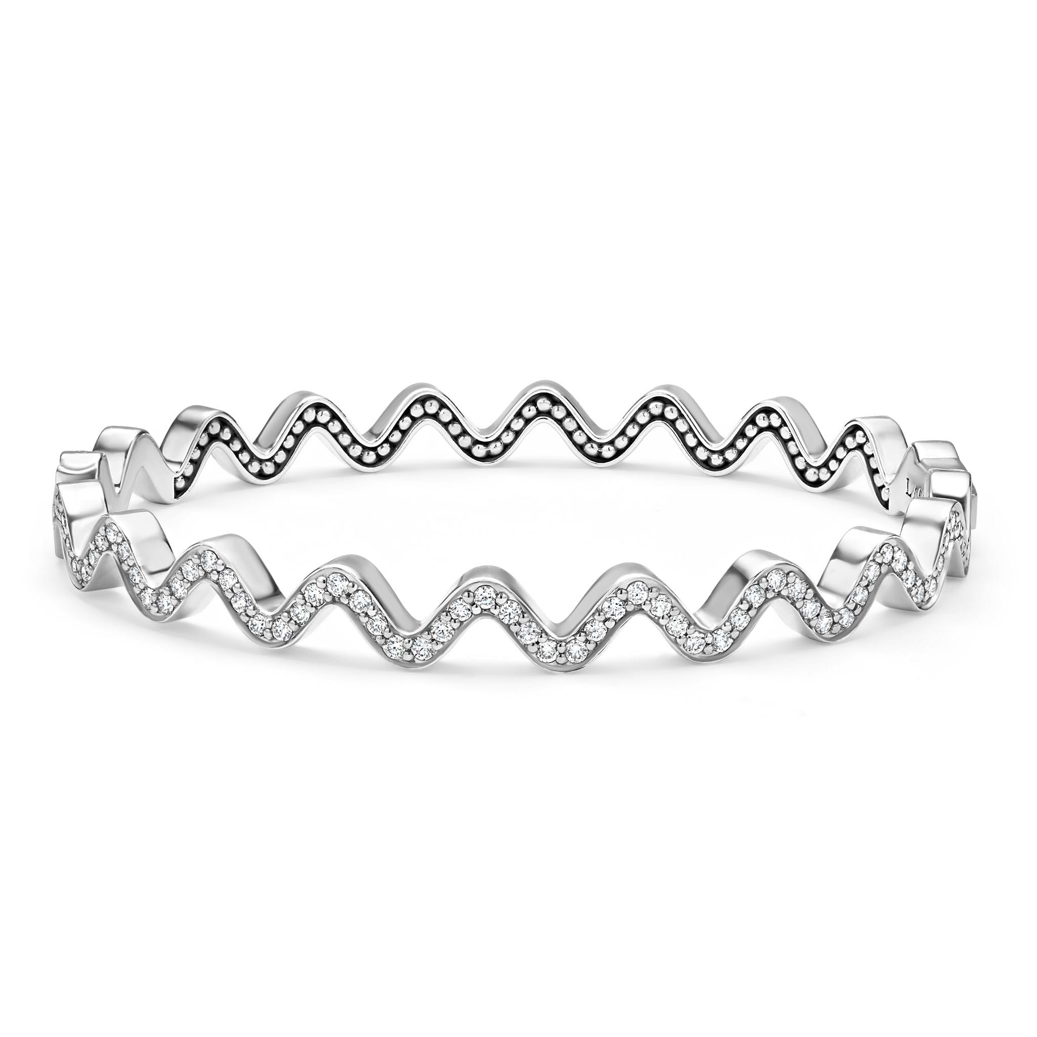 Lagos Caviar Spark Wave Diamond Bangle Bracelet