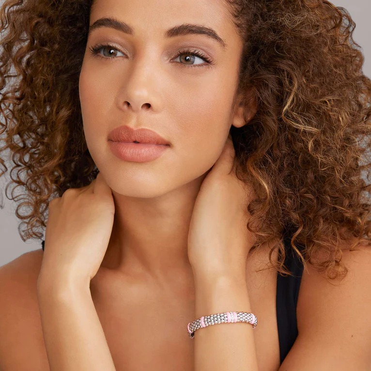 Lagos Pink Caviar Single Station Diamond 9mm Bracelet