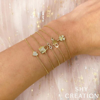 Shy Creation Diamond Pave Heart Bracelet (0.04 ct)