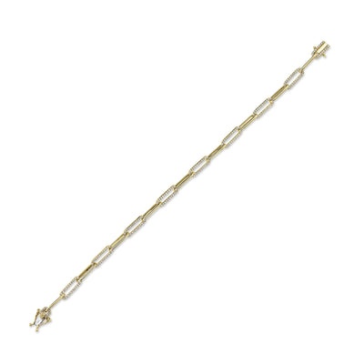 Shy Creation Kate Diamond Paper Clip Link Bracelet