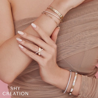 Shy Creation Kate Diamond Paper Clip Link Bracelet
