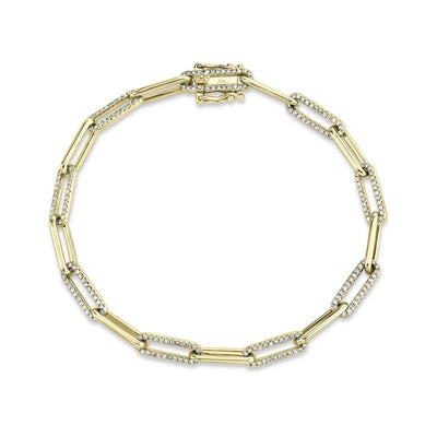 Shy Creation Kate Diamond Paper Clip Link Bracelet