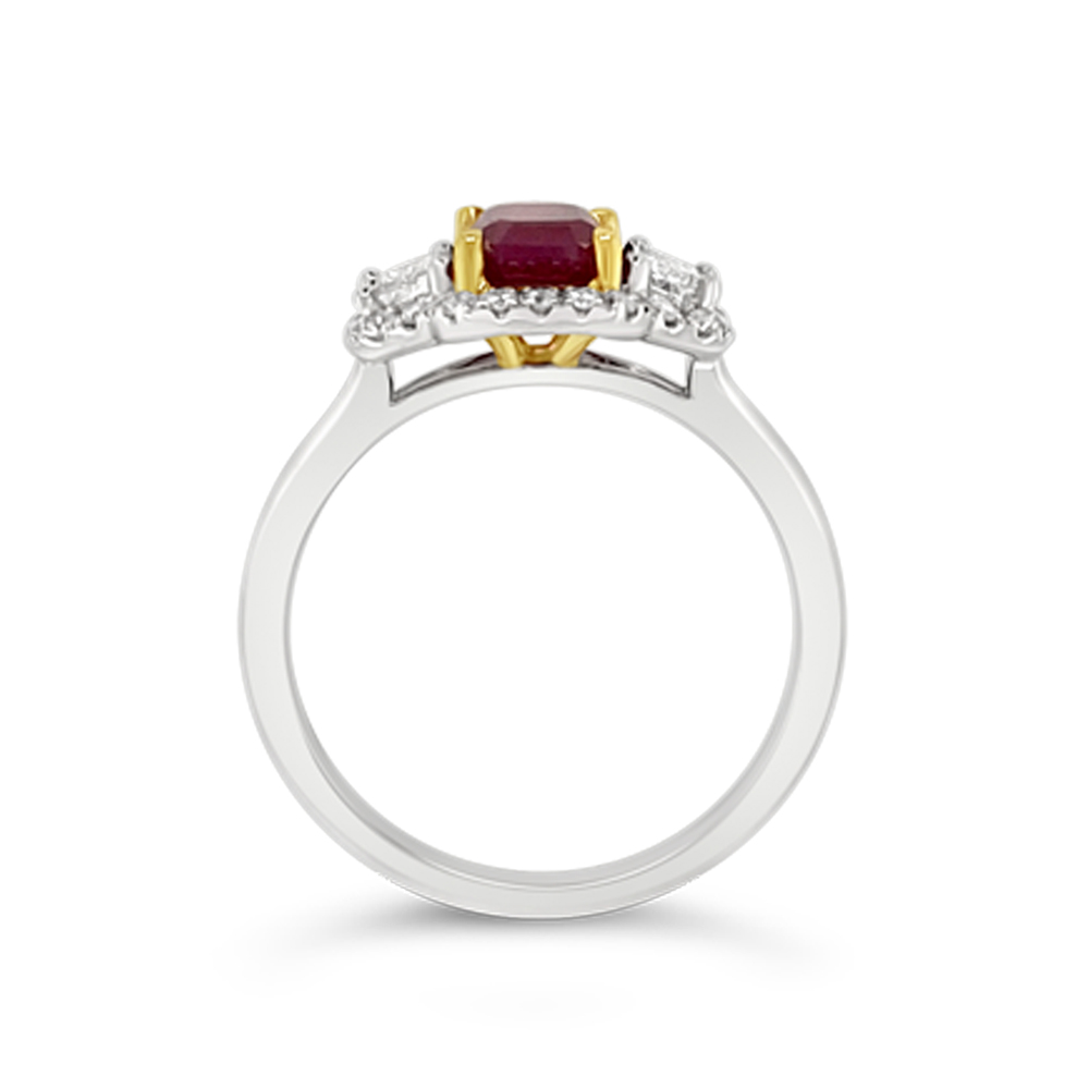 Irisa By Martin Binder Unique Ruby & Diamond Three Stone Ring