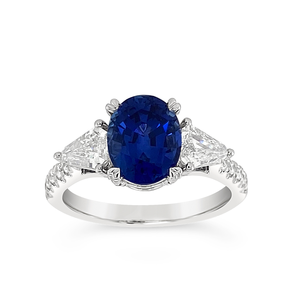 Irisa By Martin Binder Three Stone Blue Sapphire & Diamond Ring