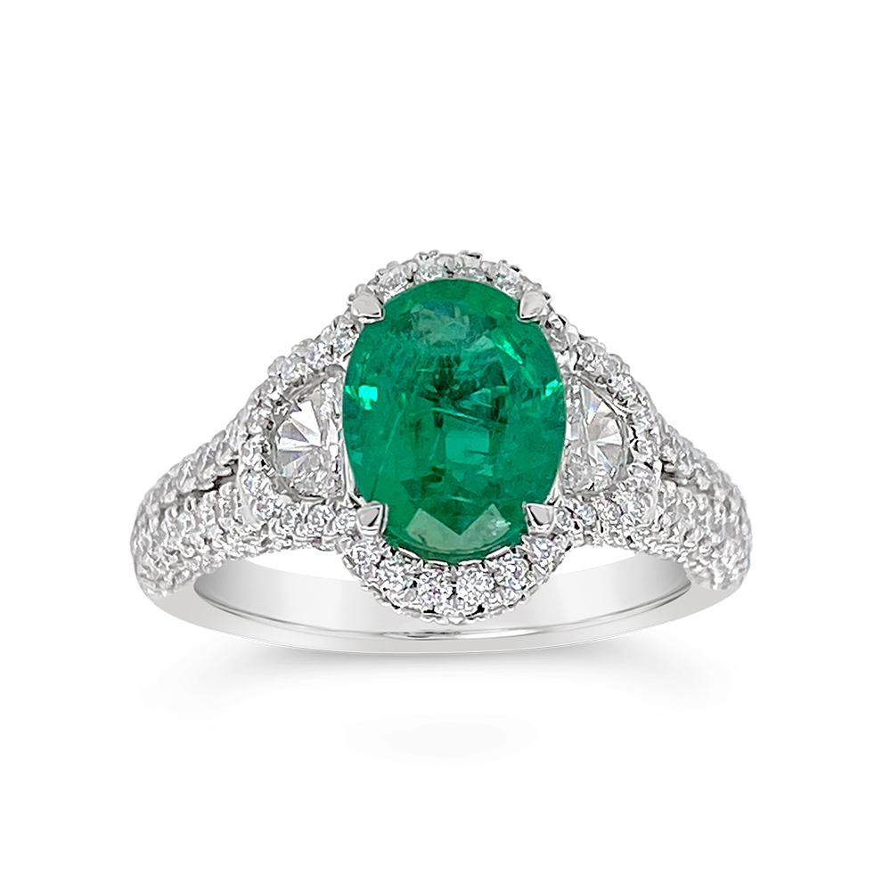 Irisa By Martin Binder Oval Emerald & Diamond Pave Ring