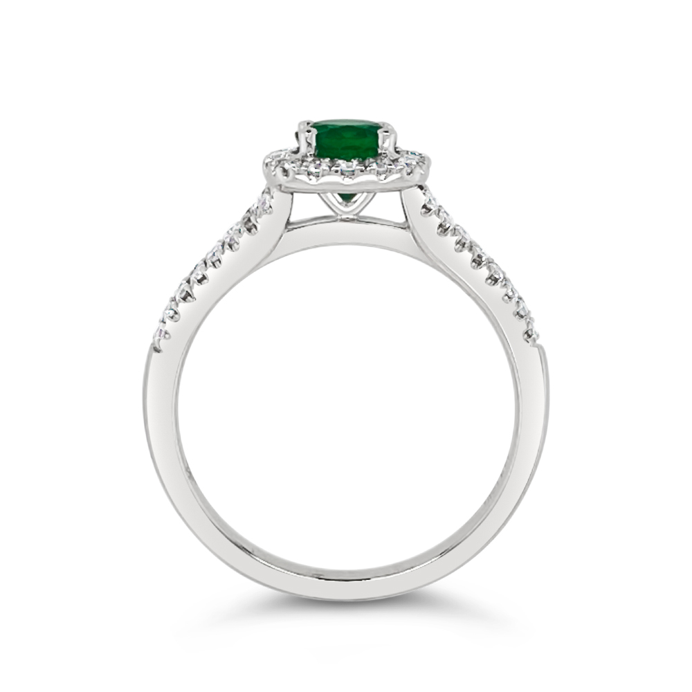 Irisa By Martin Binder Emerald & Diamond Halo Ring