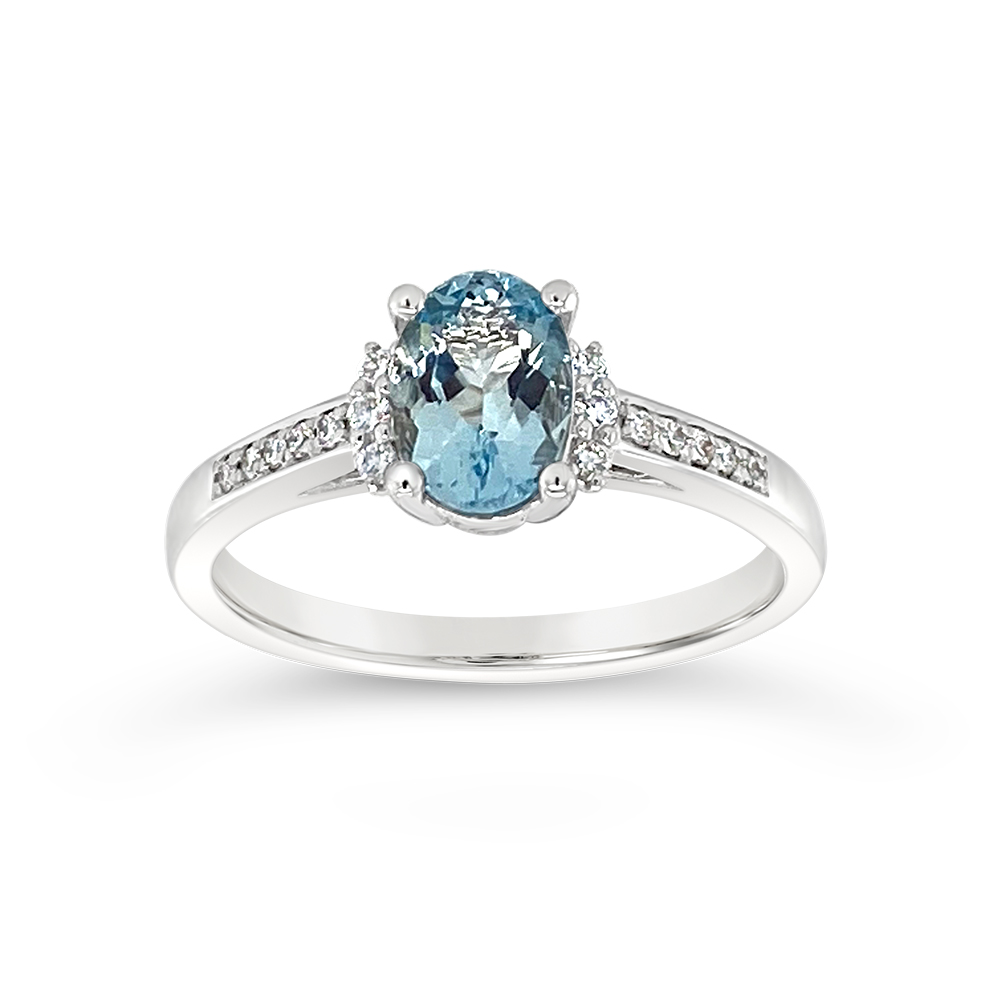 Irisa By Martin Binder Oval Aquamarine & Diamond Ring