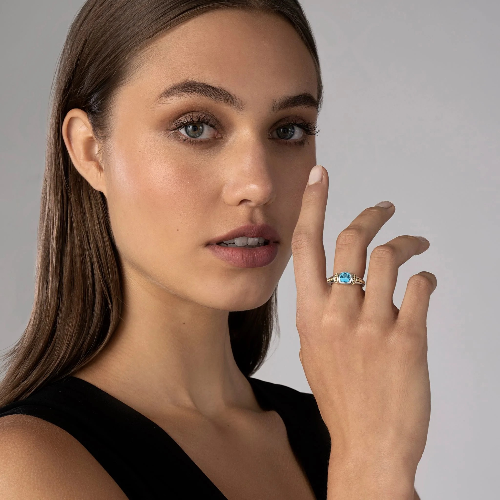 Lagos Caviar Color Swiss Blue Topaz Ring